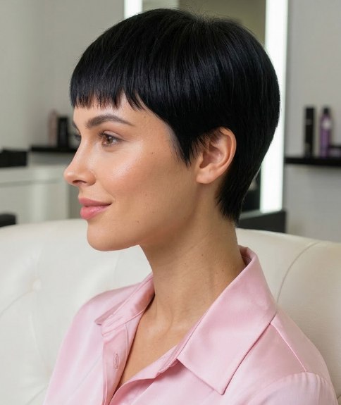 Dynamic short hairstyle with bangs