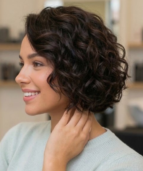 Easy to wear bob for wavy hair