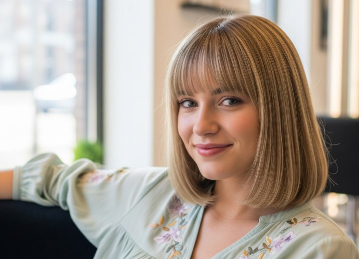 Bob with highlights and bangs