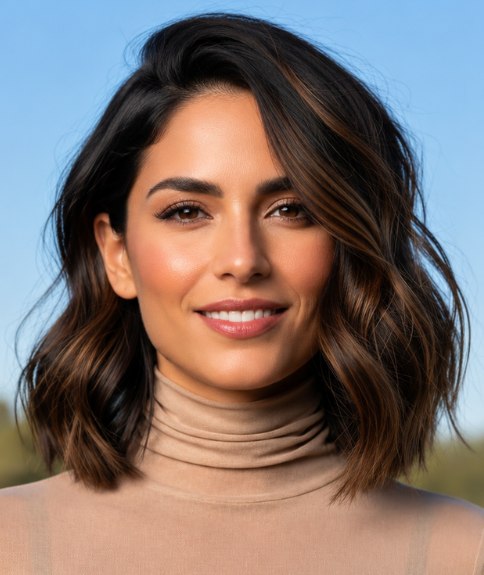 Brunette long bob