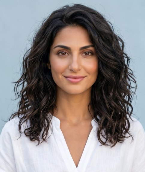 Long hairstyle with natural-looking waves for summer