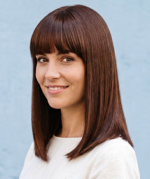 Long and sleek chocolate brown hair