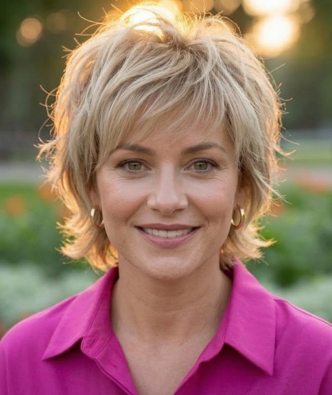 Medium-length hairstyle with movement and volume