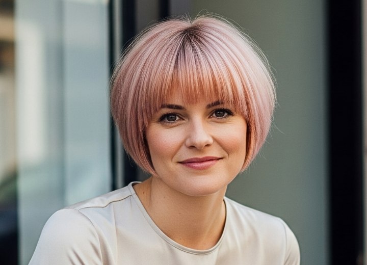 Rose bob with soft bangs for summer