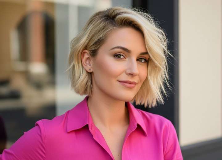 Blonde bob with layering for summer