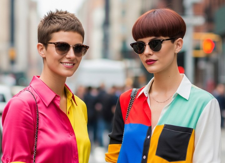 Feminine boyish short haircut and a bowl cut