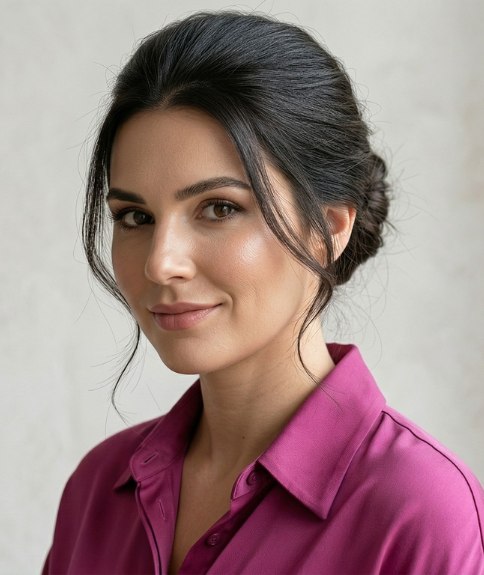 Hair styled in a French twist