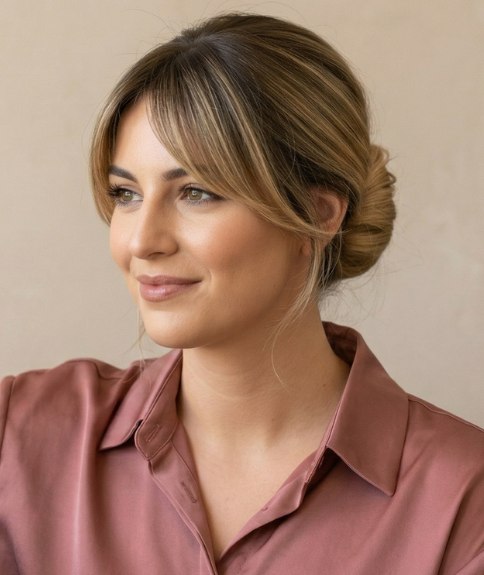 Hairstyle with a bun at the base of the neck