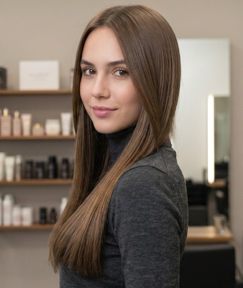 Very long and sleek brown hair