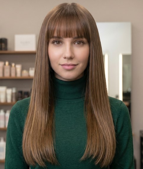 Classic brunette with very long hair