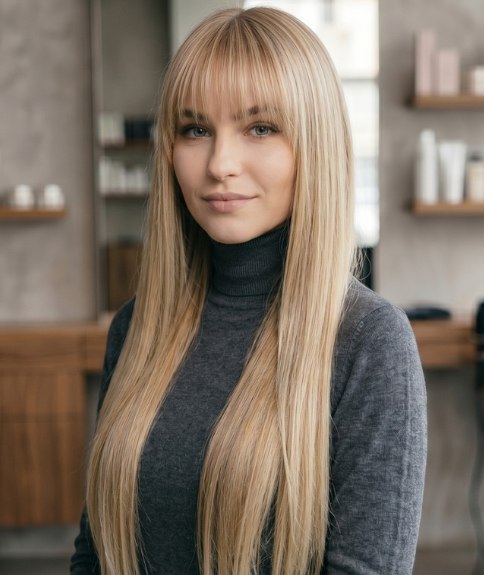 Blonde hair that reaches below the hips