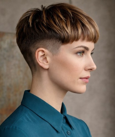 Bowl cut with a clipper-cut back and sides