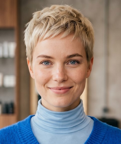Short, tousled hairstyle