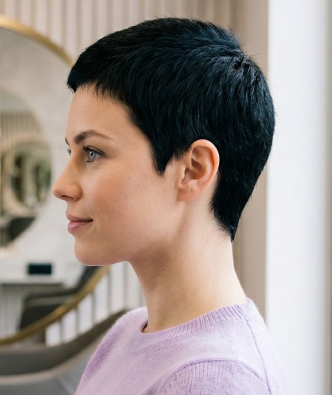Short haircut with very short and clean sides