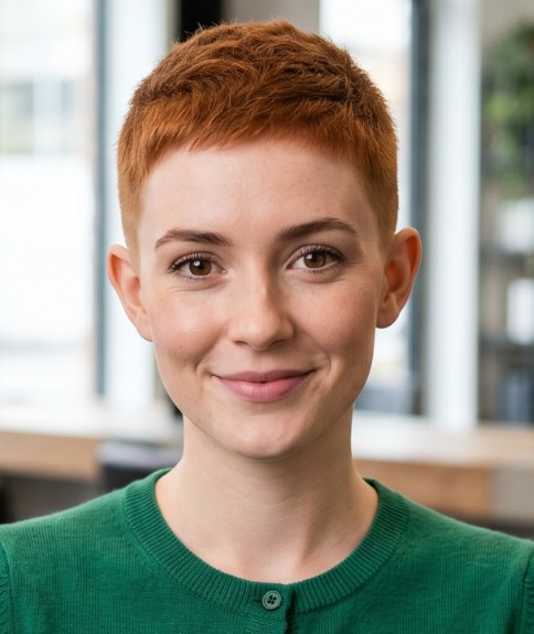 Super short cut for women with red hair
