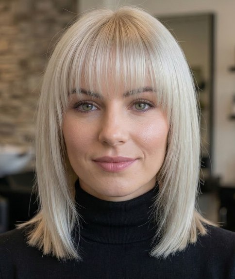 Blonde, shoulder-length bob