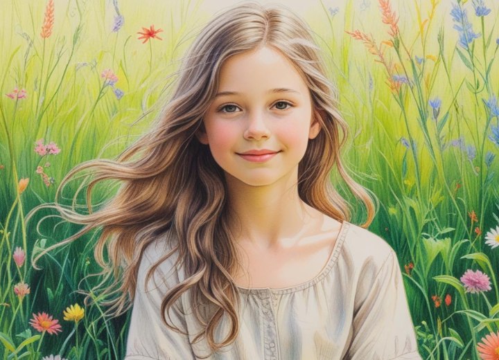 Carefree long hairstyle with waves for young girls