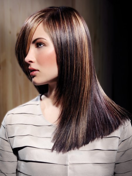 Side view of a sleek and long tapered hairstyle