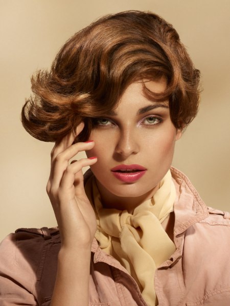 Short retro hair with side swept styling