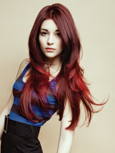 Hairstyle for long red hair