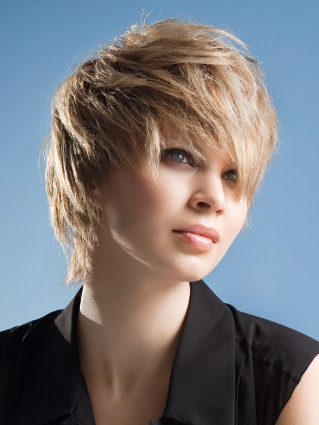 Choppy short haircut with layers and asymmetry