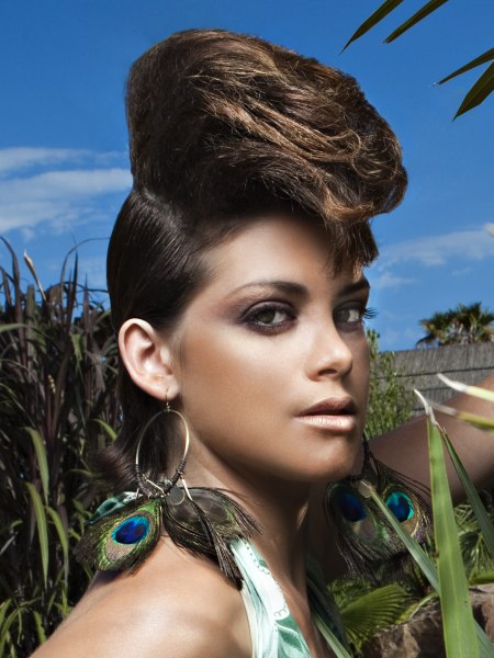 High upstyle for medium-long hair
