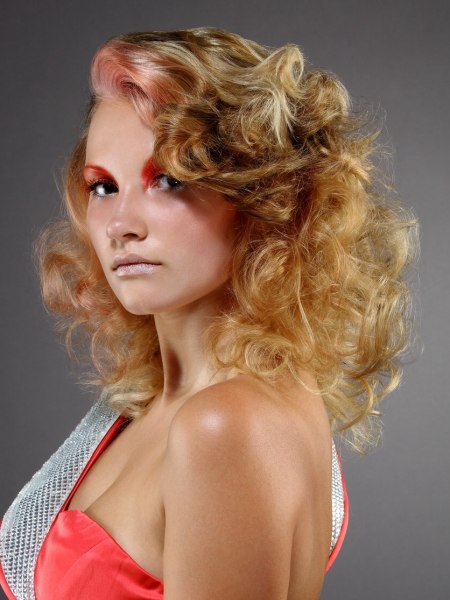 Big 1980s hair with curls