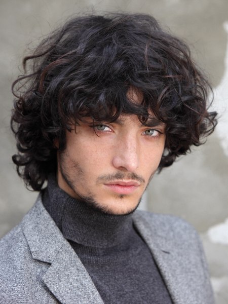 Long hair with curls for men