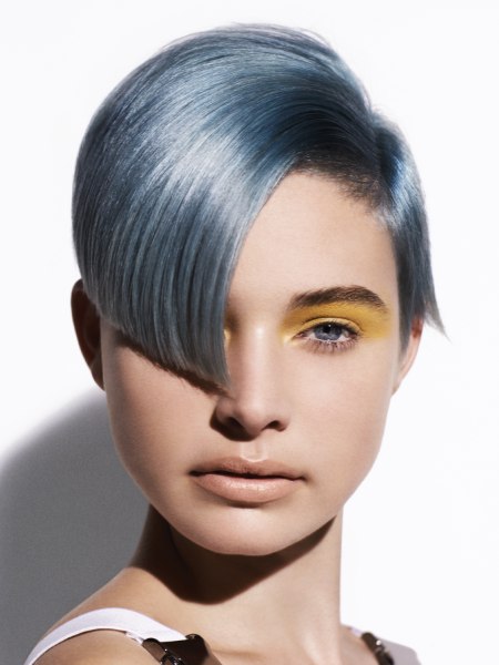 Short metallic blue hair