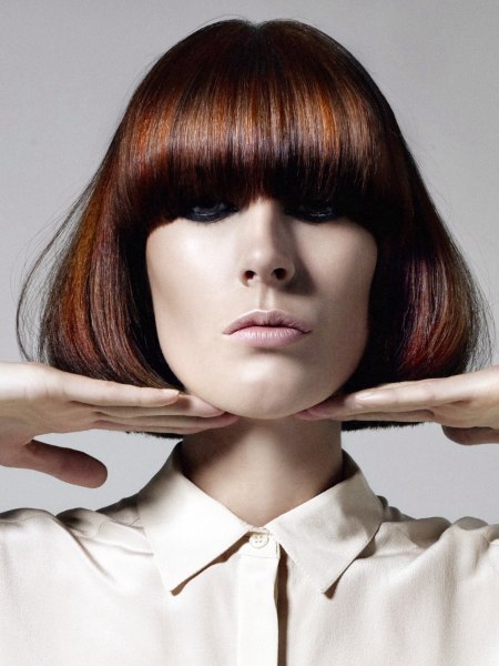 Classic chin length bob with bangs and volume
