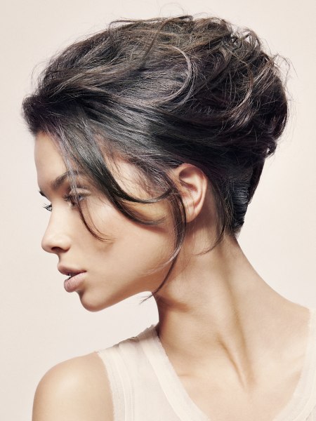 French twist hair with a steep neck section
