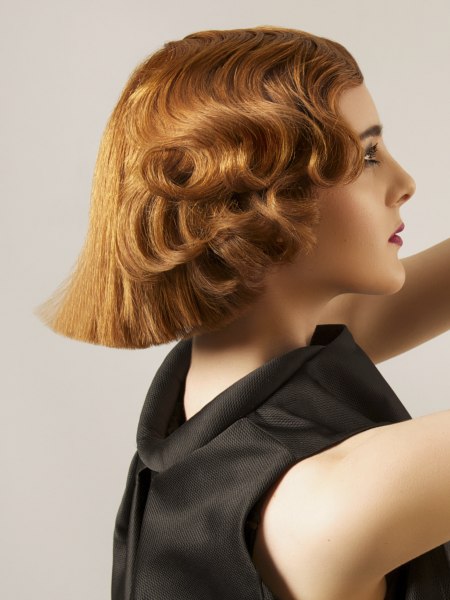 Retro bob shape hairstyle with finger waves