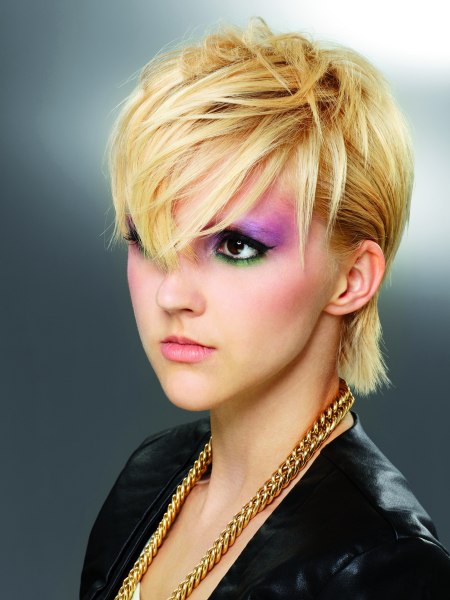 Chic punky women's hair with slicked-back sides