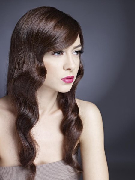 Long brown hair with a satin sheen