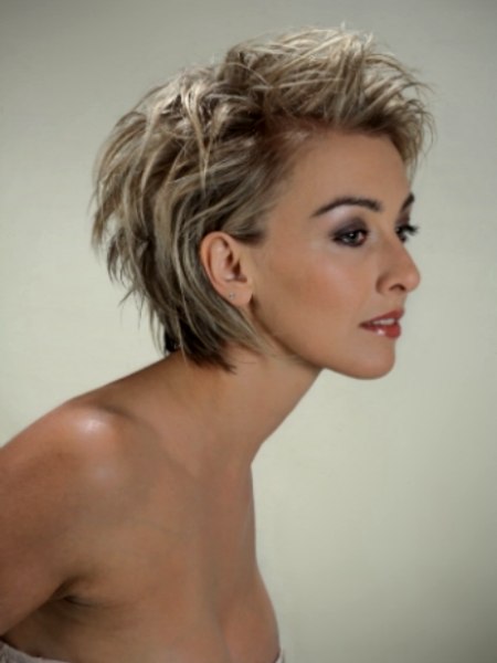 Short middle of the neck hair styled towards the back