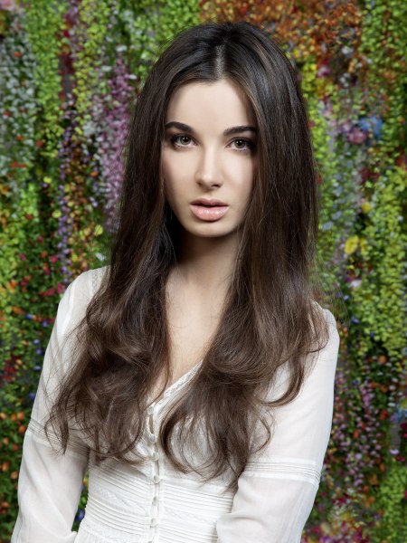 Very long brunette hair with waves