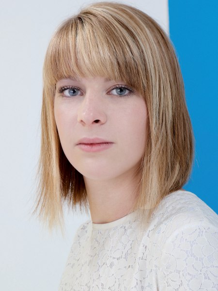 Timeless close to shoulder length bob haircut with texture