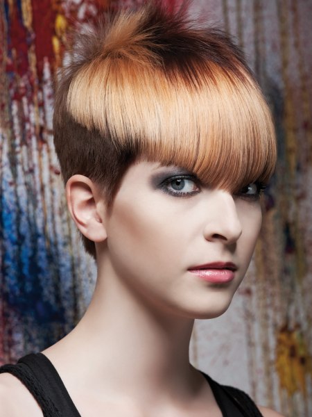 Short haircut with a long fringe and graduated sides