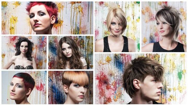 Combinations of hair cuts and colors