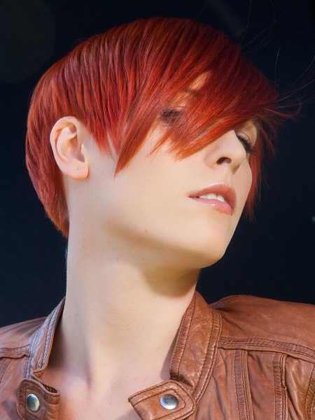 Finely layered red hair