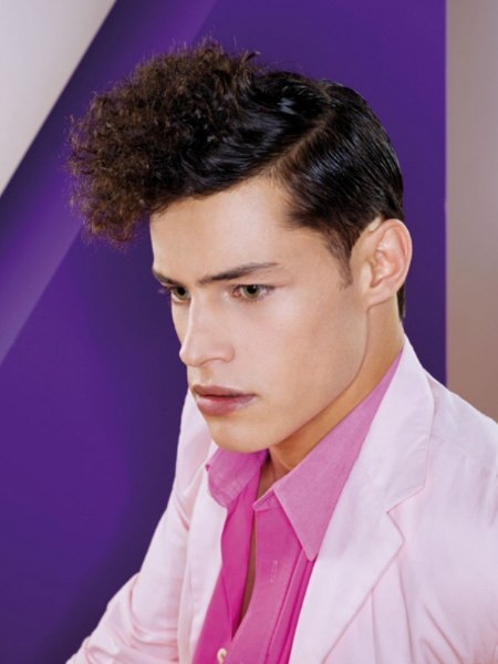 Modern curly hair with pomade styling for men