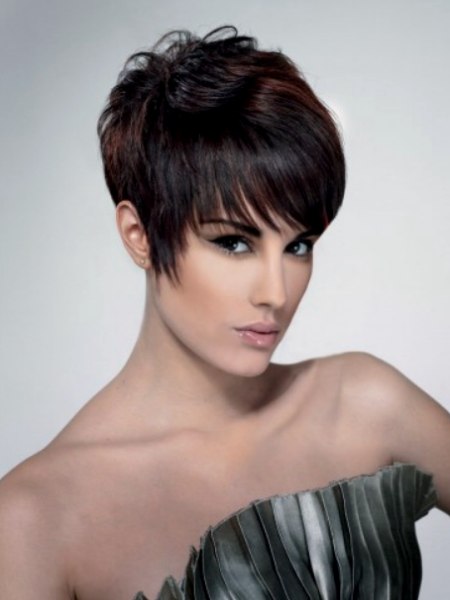 Short haircut with a graduated back to show off a slender neck