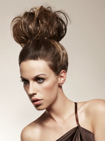 1950s inspired updo with a pouf on top of the head