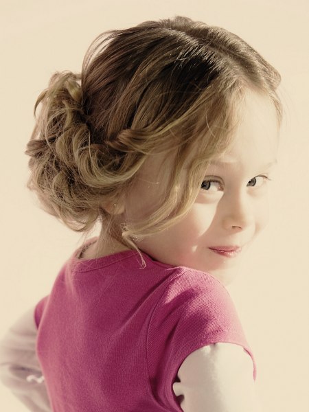 Updo with curls for little girls