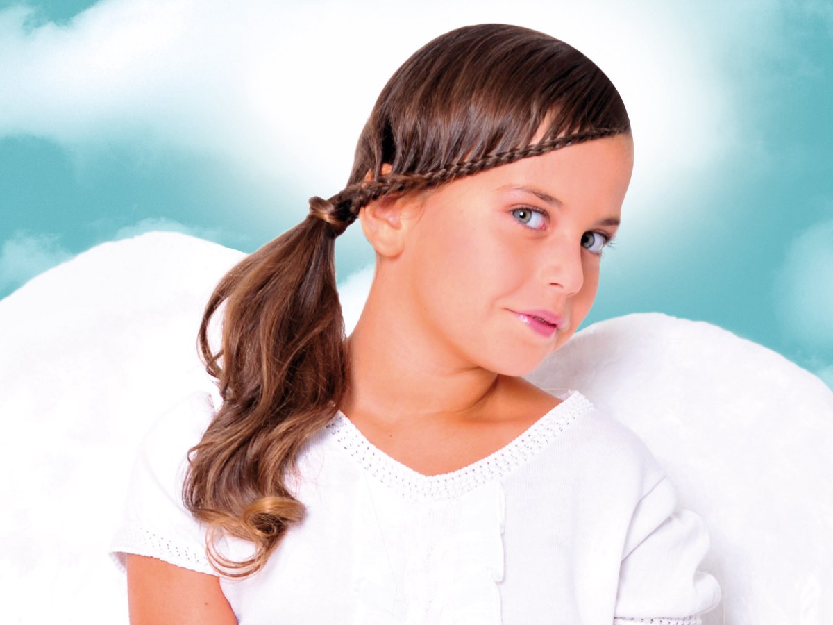 Little girls hairstyle with a braided edge and a side ponytail