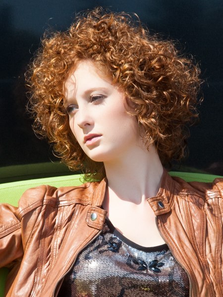 Neck-length hair with curls