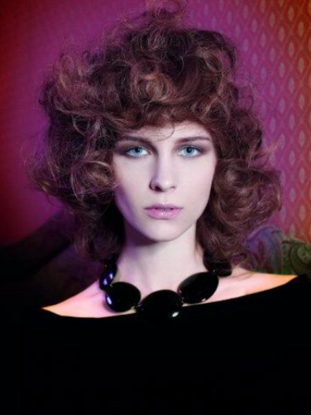 Trendy medium-length hair curls