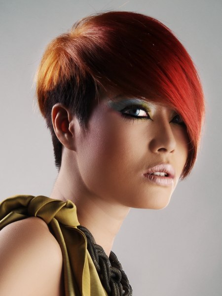 Short red Asian hair with a very short neck section