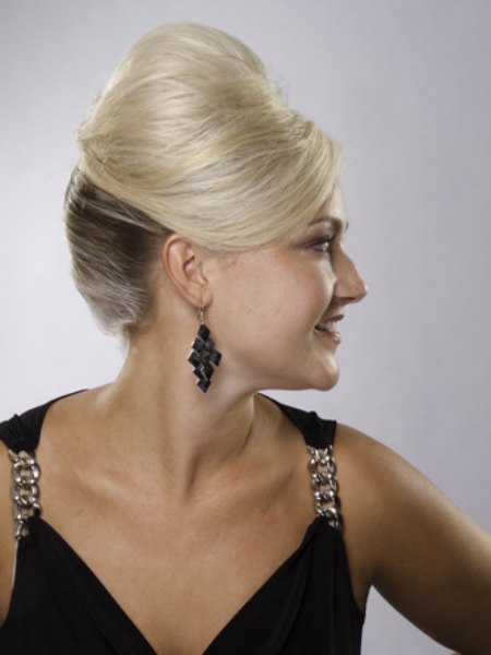 Blonde hair in a classic French twist