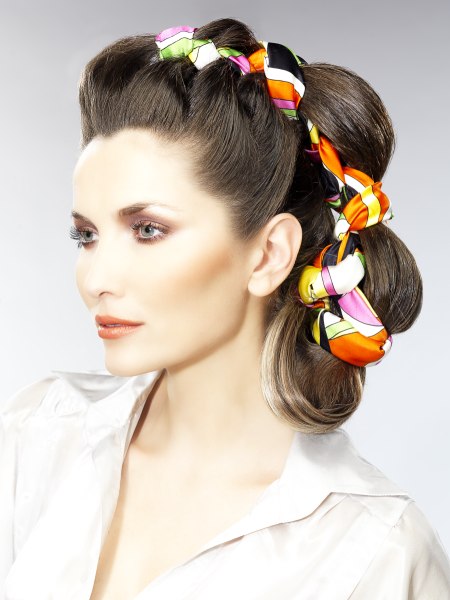 Hair braiding with a silk scarf